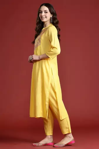 Women Embroidered Panelled Mirror Work Pure Cotton Kurta with Trousers & Dupatta