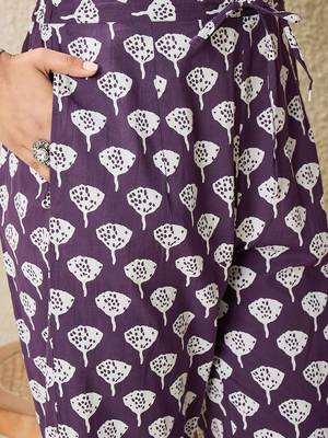 Floral Printed V-Neck Pure Cotton Straight Kurta With Trousers And Dupatta 4
