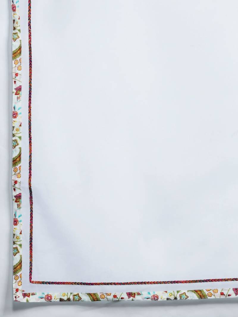 Floral Printed Sequinned Pure Cotton Kurta With Trousers & Dupatta