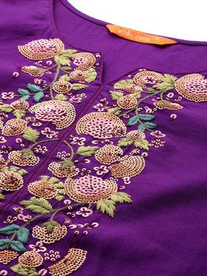 Floral Embroidered Sequinned Liva Kurta With Trousers & Dupatta 2