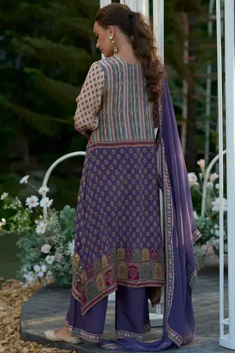 Women Ethnic Motifs Printed Sequinned A-Line Kurta with Palazzos & Dupatta