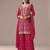 Red embroidered georgette semi-stitched palazzo style salwar suit