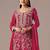 Red embroidered georgette semi-stitched palazzo style salwar suit