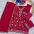 Red embroidered georgette semi-stitched palazzo style salwar suit