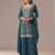 Teal blue embroidered georgette semi-stitched palazzo style salwar suit