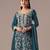 Teal blue embroidered georgette semi-stitched palazzo style salwar suit