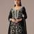 Black embroidered georgette semi-stitched palazzo style salwar suit