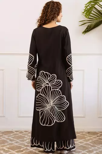Women Floral Printed Regular Thread Work Kurta with Palazzos
