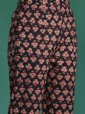 Floral Printed Sequinned Pure Cotton Kurta With Trousers & Dupatta 3