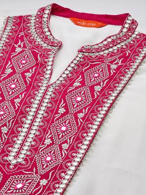 Ethnic Motifs Embroidered Pleated Mirror Work Kurta with Trousers 2