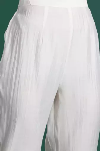 Ethnic Motifs Embroidered Pleated Mirror Work Kurta with Trousers