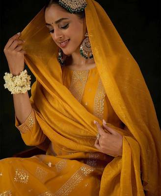 Women Ethnic Motifs Embroidered Regular Sequinned Kurta with Trousers & With Dupatta 1