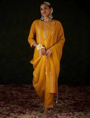 Women Ethnic Motifs Embroidered Regular Sequinned Kurta with Trousers & With Dupatta 2