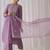 Floral Embroidered Round Neck Thread Work Kurta with Trousers & Dupatta