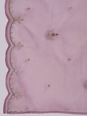 Floral Embroidered Round Neck Thread Work Kurta with Trousers & Dupatta 4