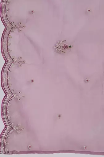 Floral Embroidered Round Neck Thread Work Kurta with Trousers & Dupatta