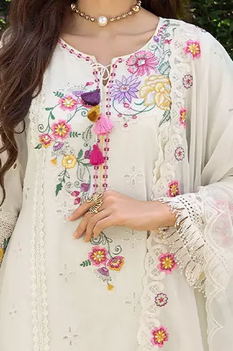Women Floral Embroidered Regular Sequinned Pure Cotton Kurta with Trousers & With Dupatta
