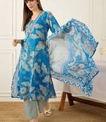 Women Floral Printed Regular Pure Cotton Kurta with Palazzos & With Dupatta