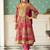 Floral Printed V-Neck Zari Anarkali Kurta & Trousers With Dupatta