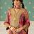 Floral Printed V-Neck Zari Anarkali Kurta & Trousers With Dupatta