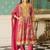 Floral Printed V-Neck Zari Anarkali Kurta & Trousers With Dupatta