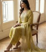 Women Ethnic Motifs Embroidered Regular Thread Work Kurta with Palazzos & With Dupatta