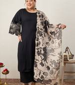 Plus Size Ethnic Motifs Regular Kurta with Trousers & With Dupatta