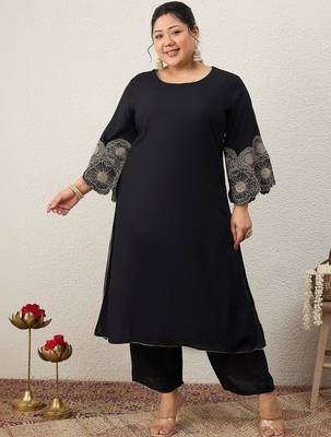 Plus Size Ethnic Motifs Regular Kurta with Trousers & With Dupatta 6