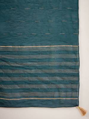 Round Neck Embroidered Sequinned Chanderi Silk Kurta with Trouser & Dupatta 5