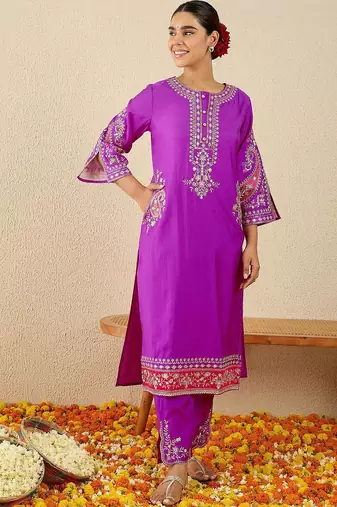 Women Ethnic Motifs Embroidered Zardozi Work Kurta with Trousers & Dupatta