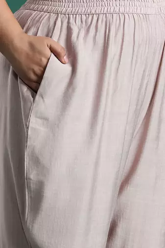 Plus Size Embroidered Regular Round Neck Kurta with Trousers & Dupatta