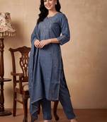 Women Ethnic Motifs Embroidered Regular Mirror Work Pure Cotton Kurta with Trousers & With Dupatta