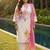 Plus Size Off White Printed Straight Linen Kurta Trousers With Dupatta Set