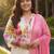 Plus Size Off White Printed Straight Linen Kurta Trousers With Dupatta Set