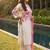 Plus Size Off White Printed Straight Linen Kurta Trousers With Dupatta Set