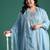 Plus Size Sequinned Kurta With Trousers & Dupatta