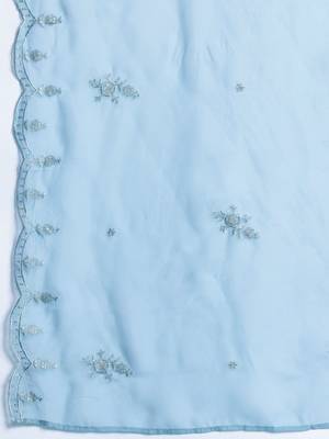 Plus Size Sequinned Kurta With Trousers & Dupatta 4