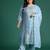 Plus Size Sequinned Kurta With Trousers & Dupatta
