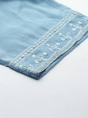 Plus Size Sequinned Kurta With Trousers & Dupatta 9