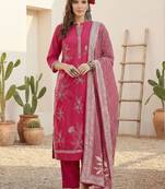 Women Floral Embroidered Regular Beads and Stones Pure Cotton Kurta with Trousers & With Dupatta