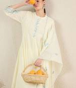 Women Solid Embroidered Cotton Kurta with Trousers & Dupatta