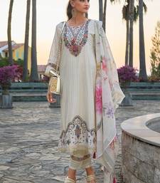 Women Floral Embroidered Regular Thread Work Pure Cotton Kurta with Trousers & With Dupatta