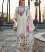 Women Floral Embroidered Regular Thread Work Pure Cotton Kurta with Trousers & With Dupatta