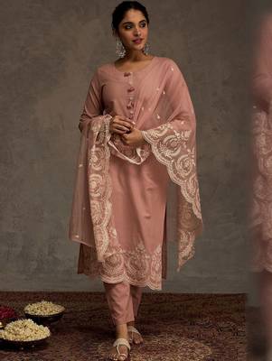 Women Ethnic Motifs Embroidered Cotton Kurta with Trousers & Dupatta 2