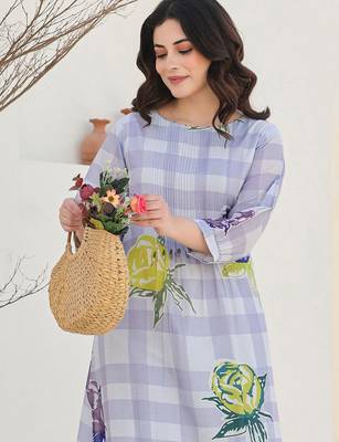 Women Floral Printed Regular Beads and Stones Pure Cotton Kurta with Trousers 1