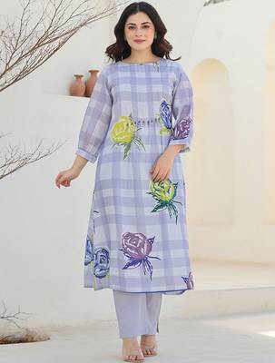Women Floral Printed Regular Beads and Stones Pure Cotton Kurta with Trousers 2