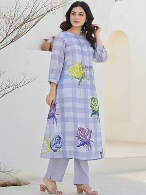 Women Floral Printed Regular Beads and Stones Pure Cotton Kurta with Trousers 4