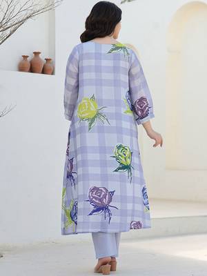 Women Floral Printed Regular Beads and Stones Pure Cotton Kurta with Trousers 5