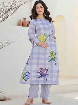 Women Floral Printed Regular Beads and Stones Pure Cotton Kurta with Trousers 6