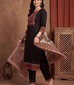 Women Ethnic Motifs Printed Regular Pure Cotton Kurta with Trousers & With Dupatta